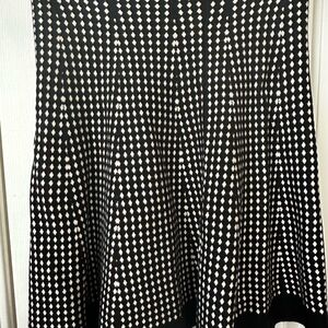 Max Studio Black and White Midi A-Line Skirt
